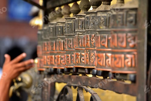 Preview: Buddhist prayer wheels in Swayambhunath, Nepal