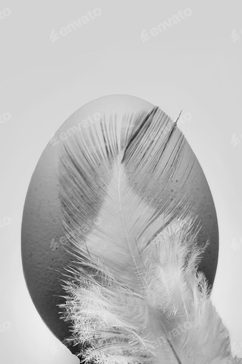 Preview: Happy easter template with decor of monochrome easter eggs on gray background.Mockup design for invi