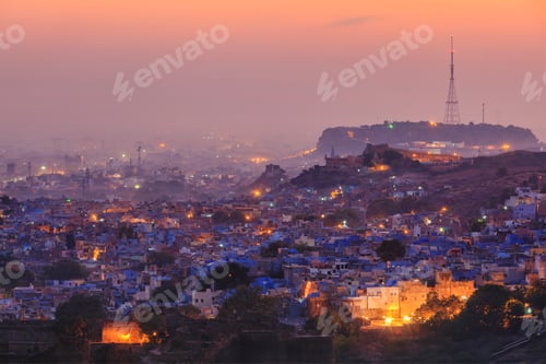 Preview: Aerial view of Jodhpur in twilight