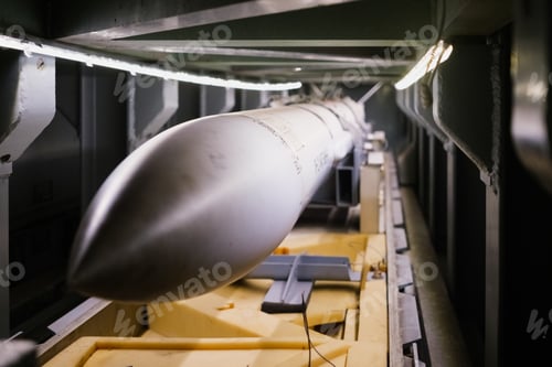 Preview: A torpedo on a submarine, underwater weapon.