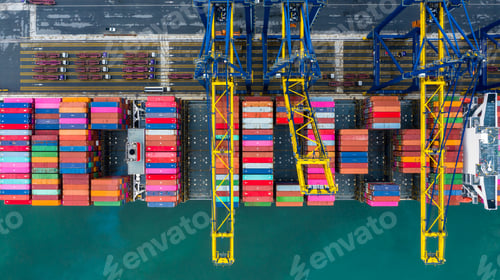Preview: Aerial view container ship seaport freight shipping maritime vessel, Business export logistic
