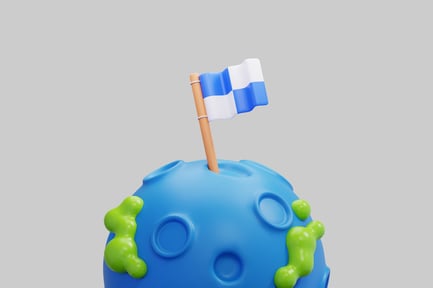 Preview: 3D Planet with Checkered Victory Flag