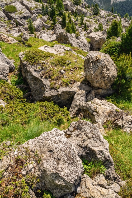 Preview: Beautiful landscape with rocky mountain and green hill