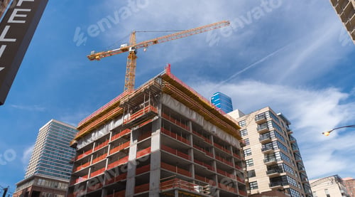 Preview: Construction Building And A Huge Yellow Crane