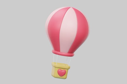 Preview: Hot air balloon with pink and yellow colors