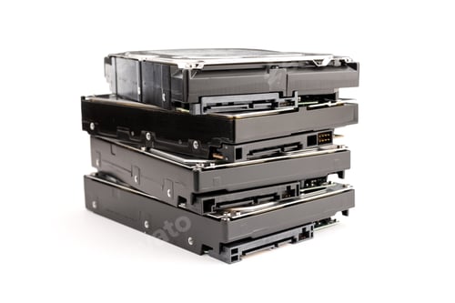 Preview: Pile of computer Hard disk drive HDD isolated on white background