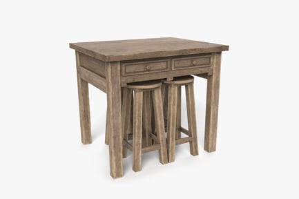 Preview: Rustic Wood Bar Table with Stools