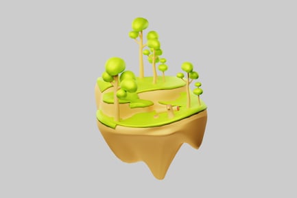 Preview: Cartoon floating island office