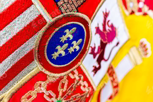 Preview: Detail of the historical shield of the national flag of Spain.