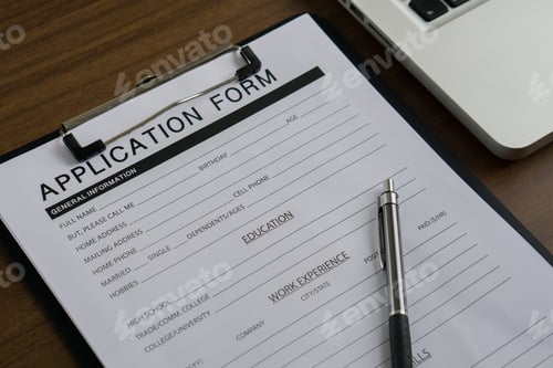 Preview: Application form concept.man filling personal profile to applying for job.