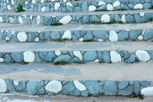 Preview: Stone Steps Closeup With A Spotty Striped Pattern Of Blue Color For The Abstract Background Or For