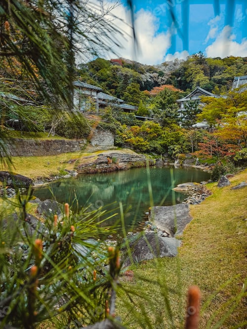 Preview: Small Lake And Structures In National Park Of Japan