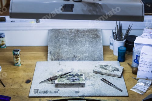 Preview: Workbench in jewellery craftsmans workshop
