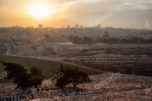 Preview: Aerial view of the Old City, Tomb of the Prophets and Dome of the Rock