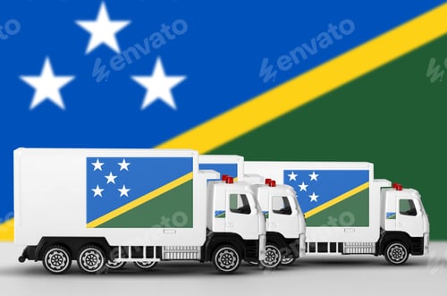 Preview: Solomon Islands flag depicted on side wall of white delivery van