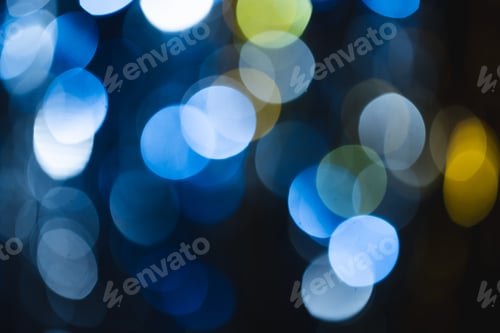 Preview: Blue bokeh lights with copy space on dark background