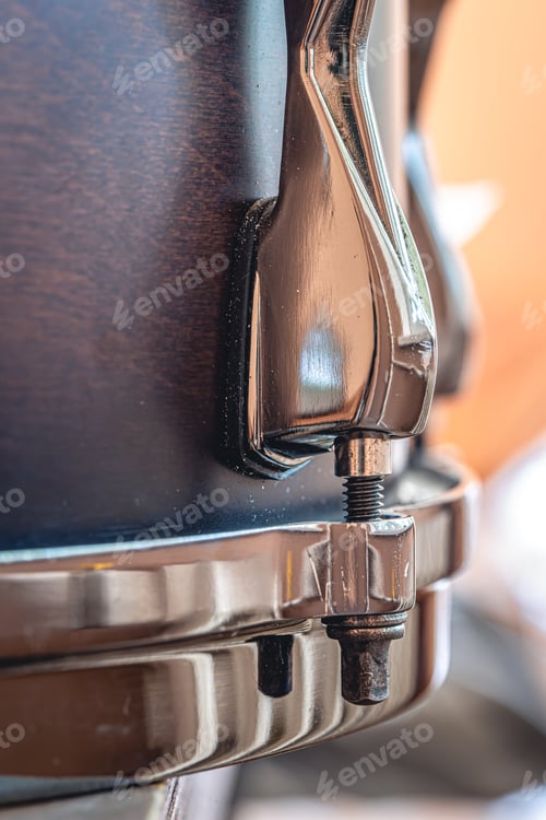Preview: Detail of the snare drum, macro shot.