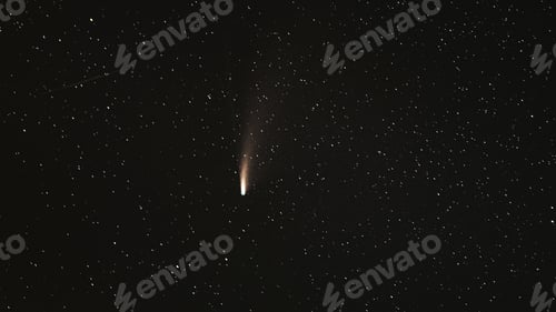 Preview: 18 July 2020. Comet Neowise C2020F3 In Night Starry Sky. Natural Night Sky Background. 4K Timelapse