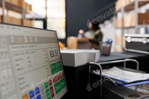 Preview: Selective focus of computer with online clients orders