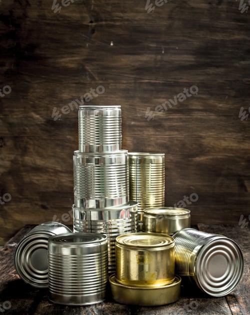 Preview: Food in tin cans.