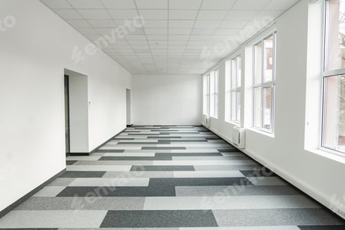 Preview: Empty office space With Checkered Floor and Windows