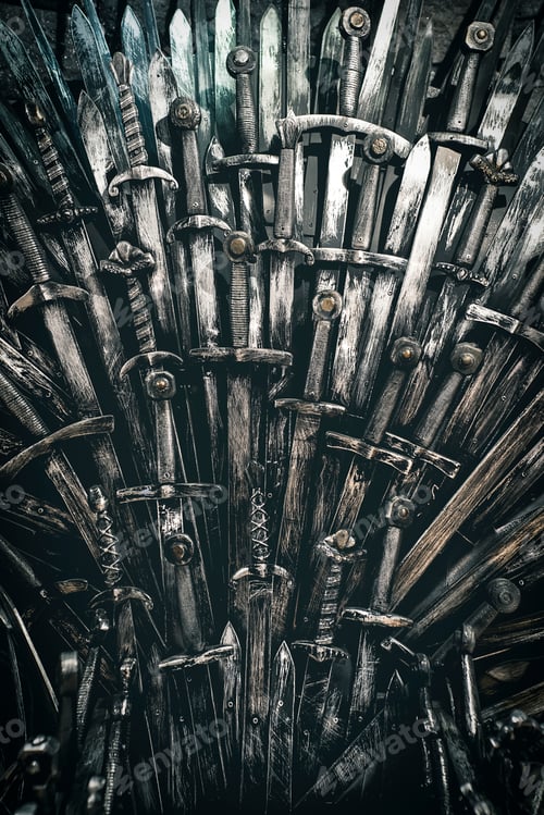 Preview: Metal knight swords background. Close up. The concept Knights.