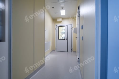 Preview: white empty corridor for room in interior of modern apartments, office or clinic