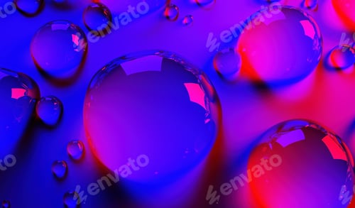 Preview: Water drops in neon lighting background