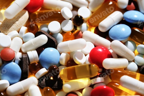 Preview: Abstract background with many pills and vitamins.