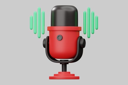 Preview: Retro podcast microphone with soundwaves