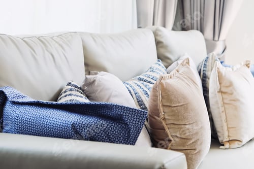 Preview: Close up of cushion on sofa background