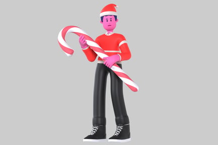 Preview: A person in a Santa hat holding a candy cane