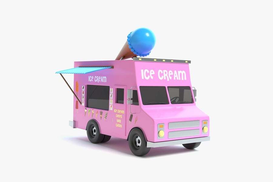 Cover for Pink Toon Ice Cream Truck with Blue Cone