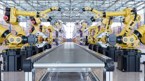 Preview: Robot arm grippers for industry in factory.