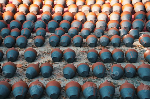 Preview: Traditional drying of clay bowls in the sun, Kathmandu