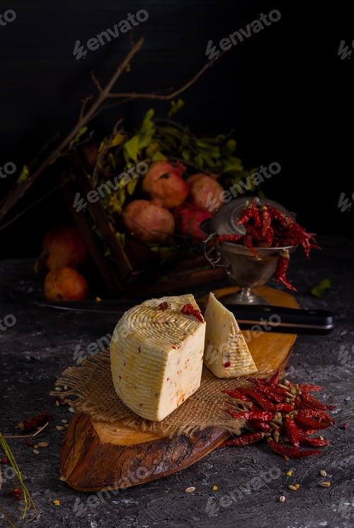 Preview: Cheese with Red Chili Peppers and Pomegranates