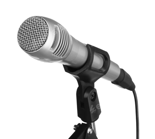 Preview: Stand with microphone isolated on white. Musical equipment