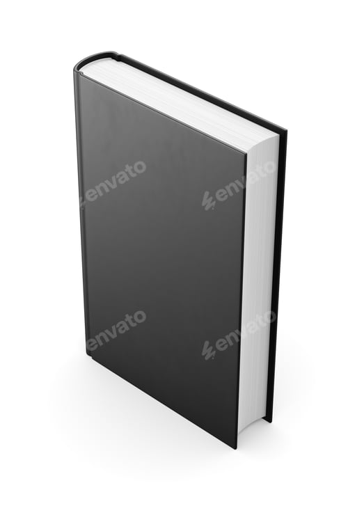 Preview: Black book isolated on white background. 3D illustration mock-up