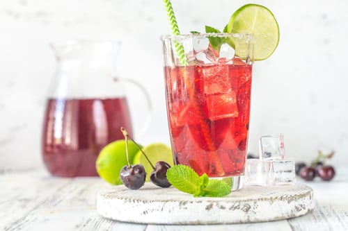 Preview: Glass of cherry mojito