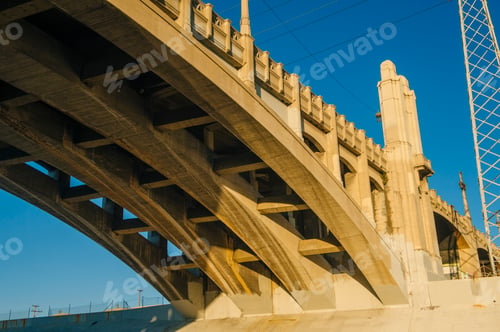 Preview: Low angle view of the underneath of 4th street bridge, Los Angeles, California, USA