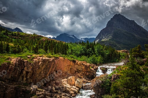 Preview: Swiftcurrent Falls At Many Glacier, Glacier National Park Montana