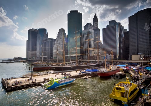 Preview: Skyline from South Street Seaport, New York City, New York, USA
