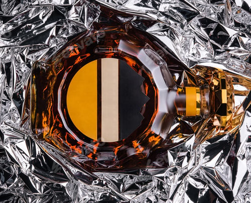 Preview: bottle of cognac in foil top view