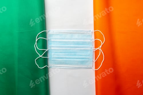 Preview: Medical face masks on flag of Ireland