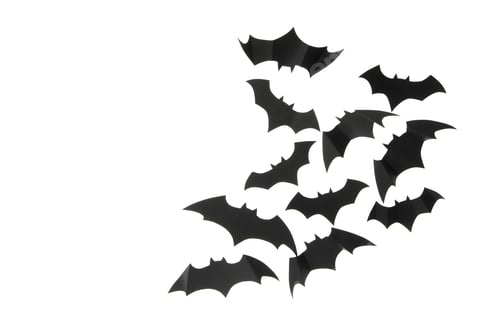 Preview: Black paper bats isolated on white background