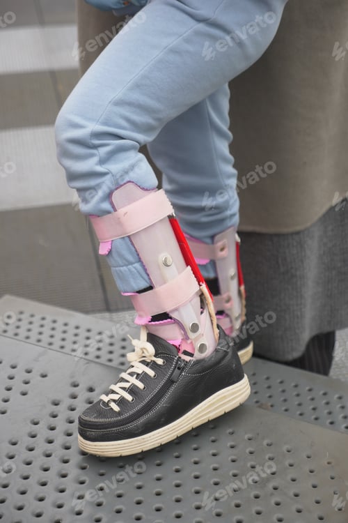Preview: Child cerebral palsy disability, legs orthosis.