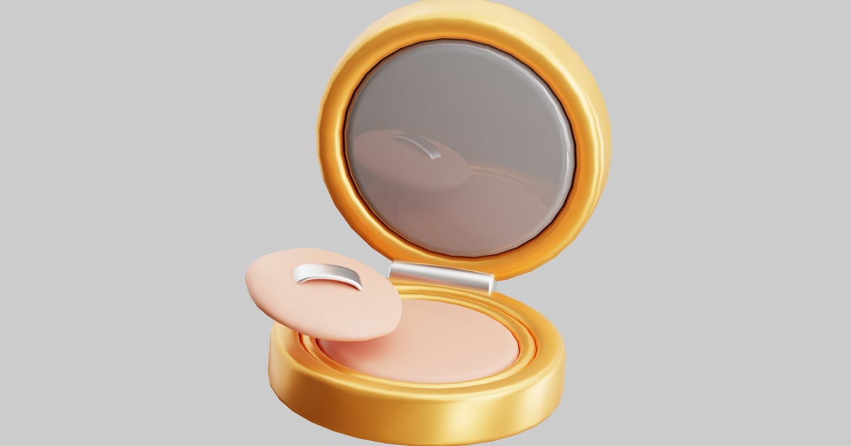 Golden compact powder with applicator 3D, Incl. applicator & compact ...