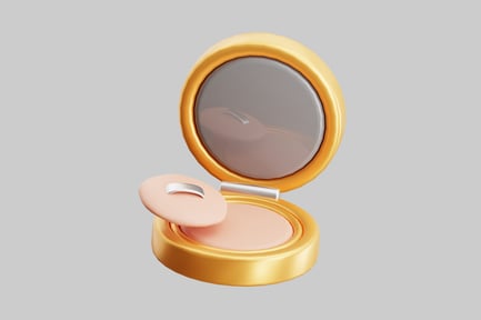 Preview: Golden compact powder with applicator