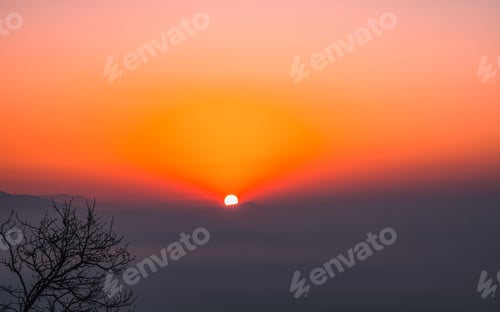 Preview: Landscape view of Sunrise over the Mountain