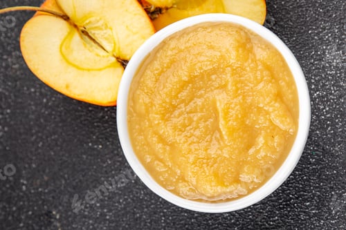 Preview: Apple puree natural ingredient tasty fresh gourmet food background table rustic food top view